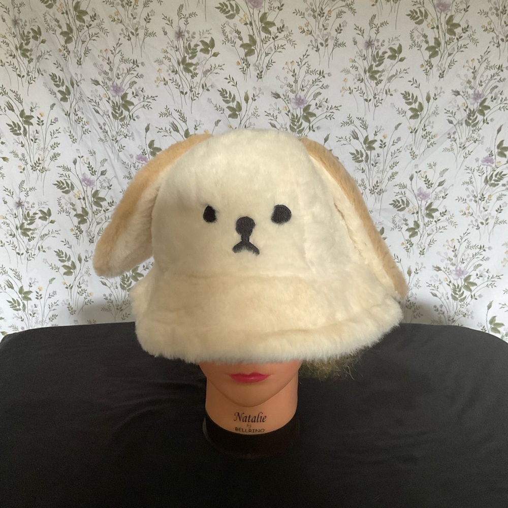 Cute Cream Dog Ear Bucket Hat